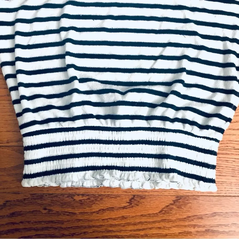 Gap Kids Terry Cloth Striped White Black Shirt Short Set Girl’s Size XXL (14-16)